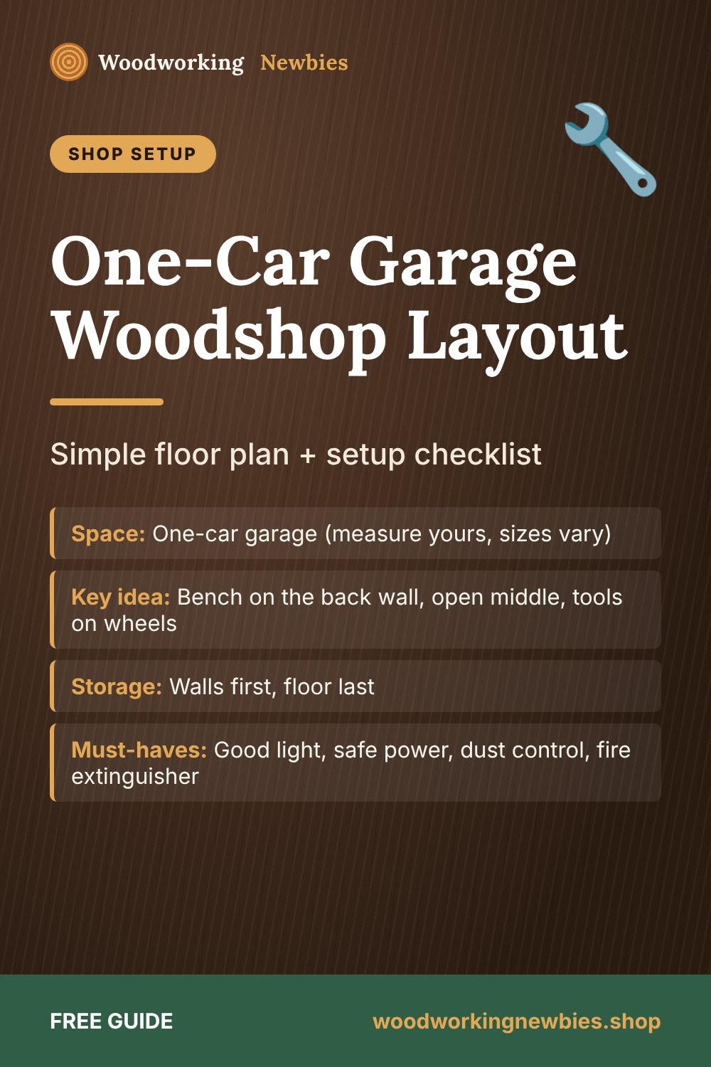 One-Car Garage Woodshop Layout: Simple floor plan + setup checklist